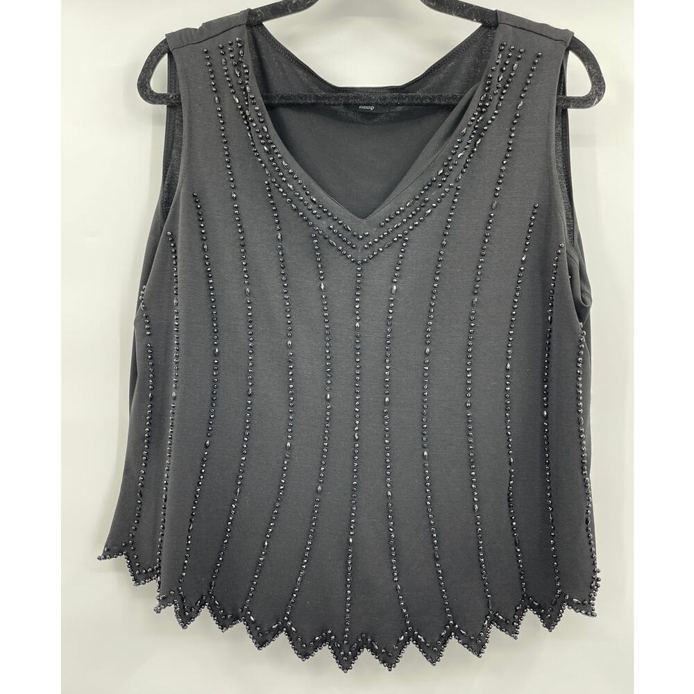 Bay Studio Evenings Black Beaded Studded Sleeveless Blouse Large Top Shirt